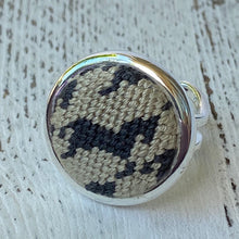 Load image into Gallery viewer, Black and Tan Horse Houndstooth Needlepoint Ring