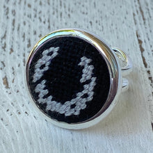 Load image into Gallery viewer, Black and Silver Horseshoe Needlepoint Ring