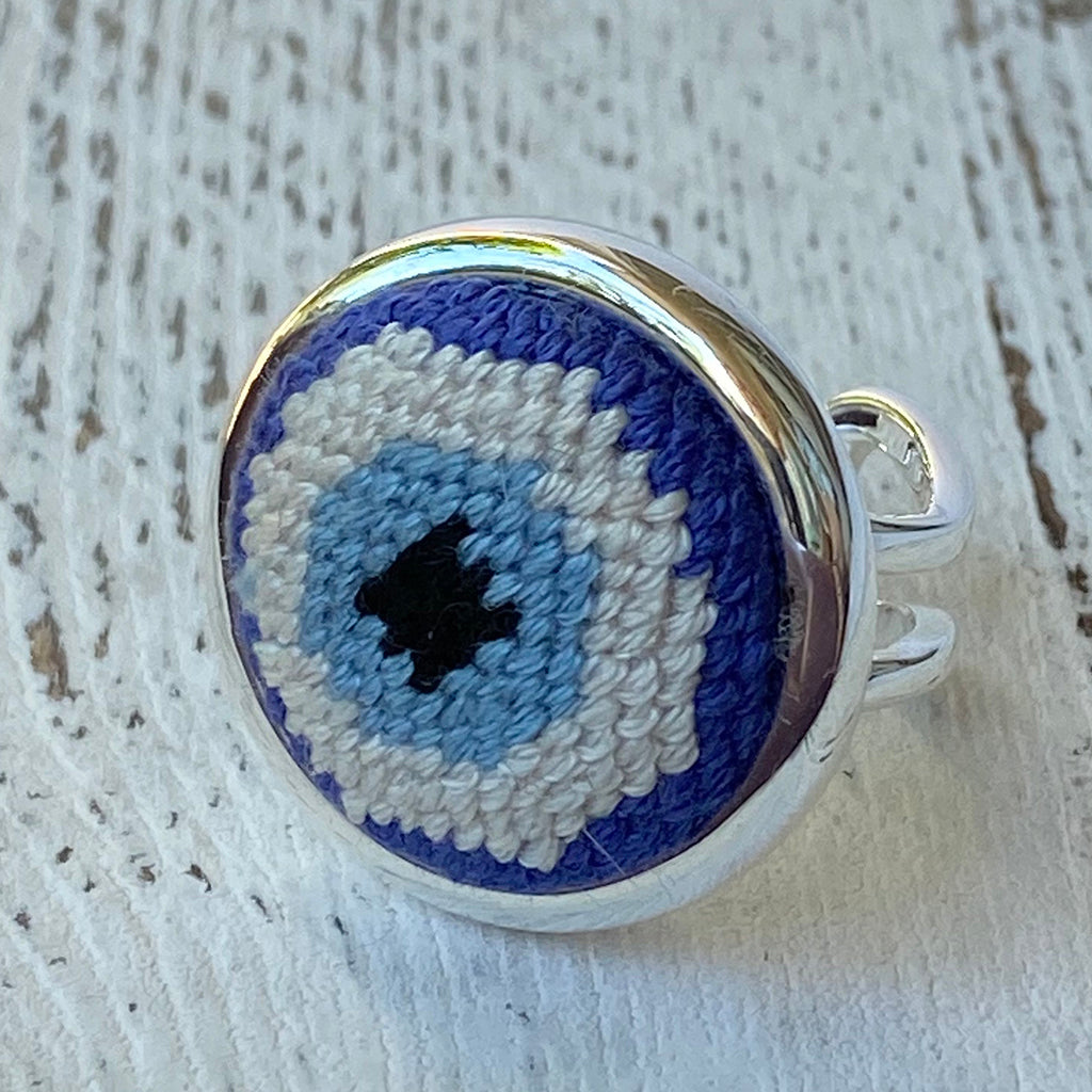 Evil Eye Needlepoint Ring