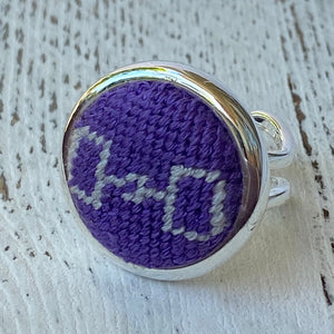 Purple and Silver Snaffle Bit Needlepoint Ring