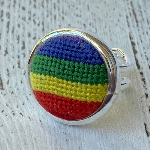 Pride Rainbow Needlepoint Ring