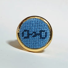Load image into Gallery viewer, Sky &amp; Navy Snaffle Bit Needlepoint Ring