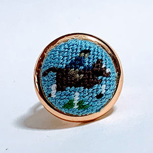 Bay Hunter Horse Needlepoint Ring
