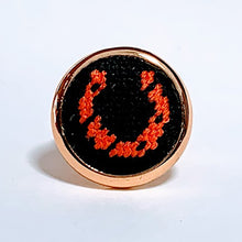 Load image into Gallery viewer, Black &amp; Orange Needlepoint Horseshoe Ring