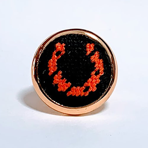 Black & Orange Needlepoint Horseshoe Ring