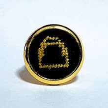 Load image into Gallery viewer, Black &amp; Gold Needlepoint Stirrup Ring