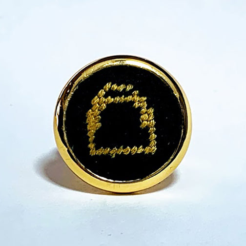 Black & Gold Needlepoint Stirrup Ring