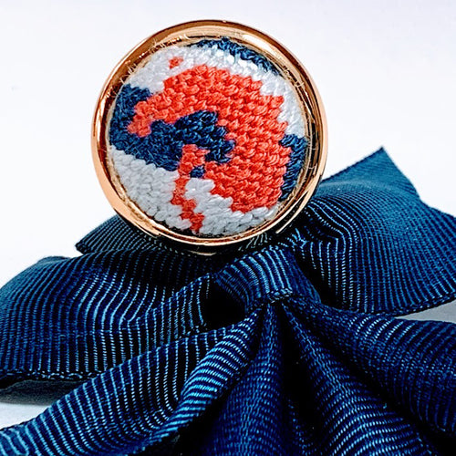 Coral & Navy Jumper Needlepoint Ring