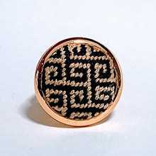 Load image into Gallery viewer, Black and Gold Needlepoint Greek Key Ring