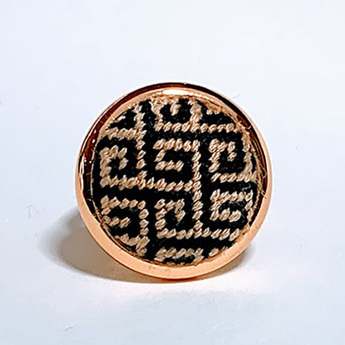Black and Gold Needlepoint Greek Key Ring
