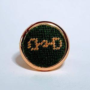 Green & Gold Snaffle Bit Needlepoint Ring