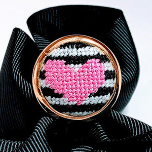 Pink Heart Needlepoint Ring
